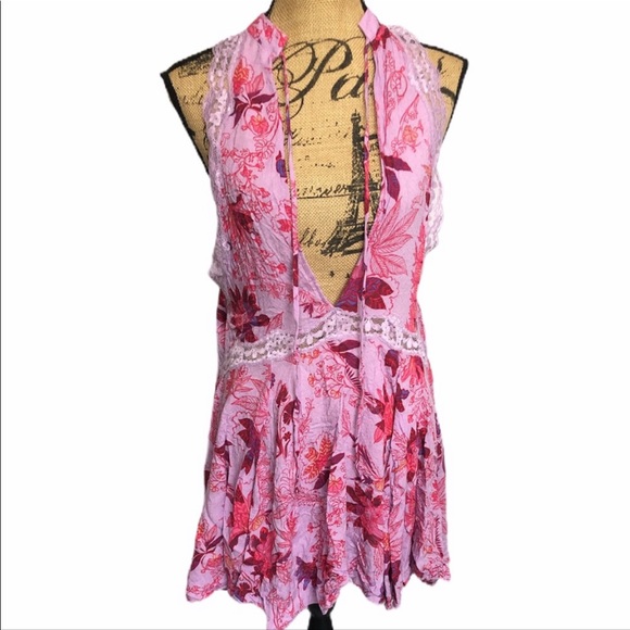 Free People Dresses & Skirts - FREE PEOPLE Intimately Floral Voile & Lace Trim Flowy Slip Dress Small